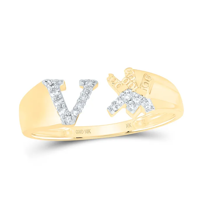 112CtwNat Dia Nk Gift Initial V Ladies Ring 202 grams GND Rings