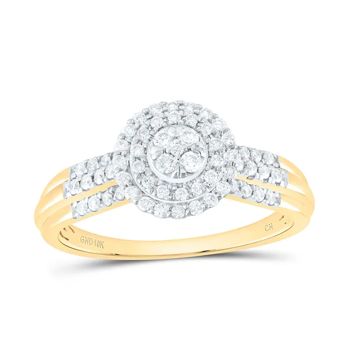 13CtwNat Dia Cn Round Double Halo Bridal Ring 283 grams GND Rings