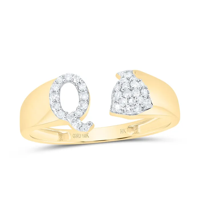16CtwNat Dia Nk Gift Initial Q Ladies Ring 166 grams GND Rings