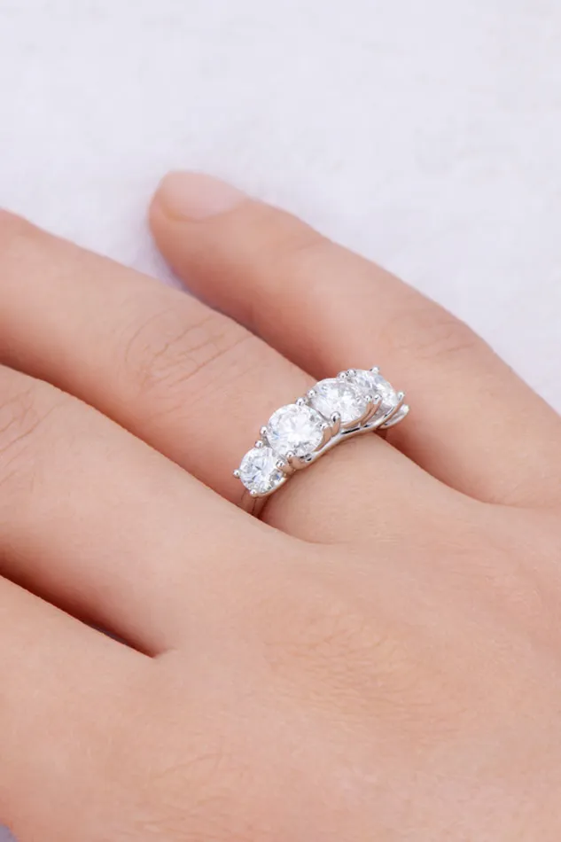 1 Carat Moissanite 925 Sterling Silver HalfEternity Ring Trendsi Rings