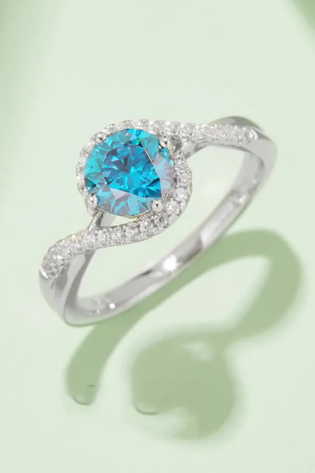 1 Carat Moissanite Contrast 925 Sterling Silver Ring Trendsi Rings