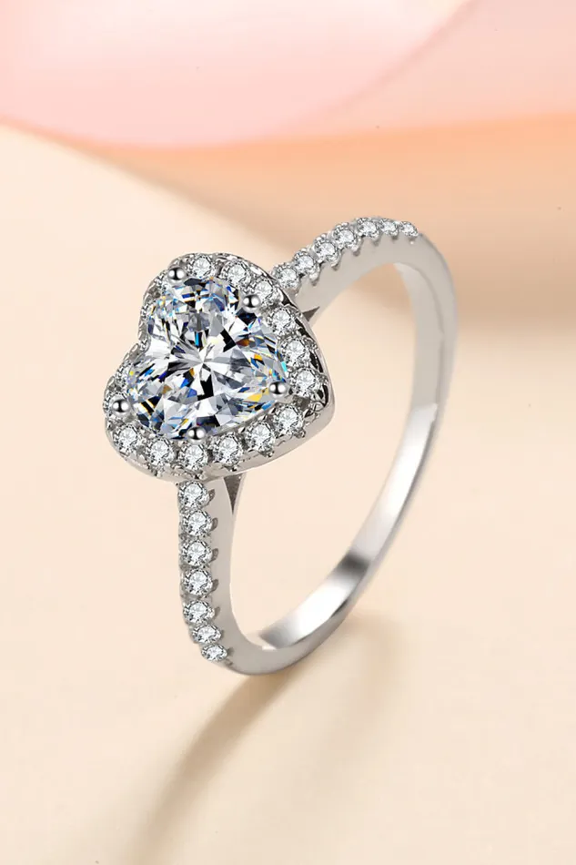 1 Carat Moissanite HeartShaped Ring Trendsi Rings