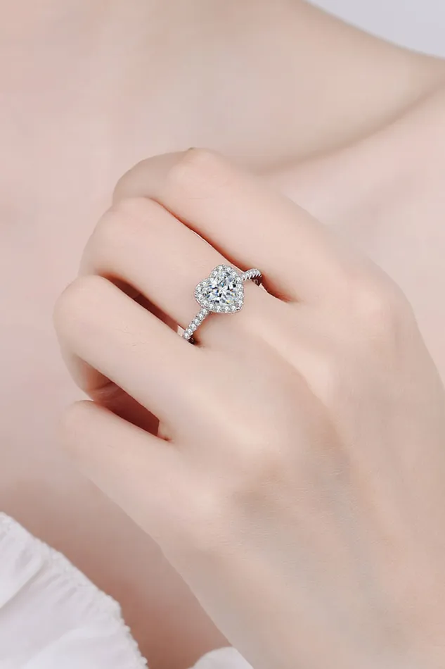 1 Carat Moissanite HeartShaped Ring Trendsi Rings