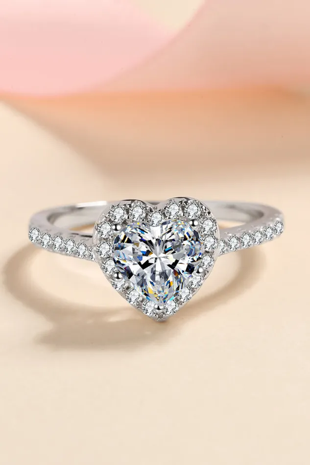 1 Carat Moissanite HeartShaped Ring Trendsi Rings