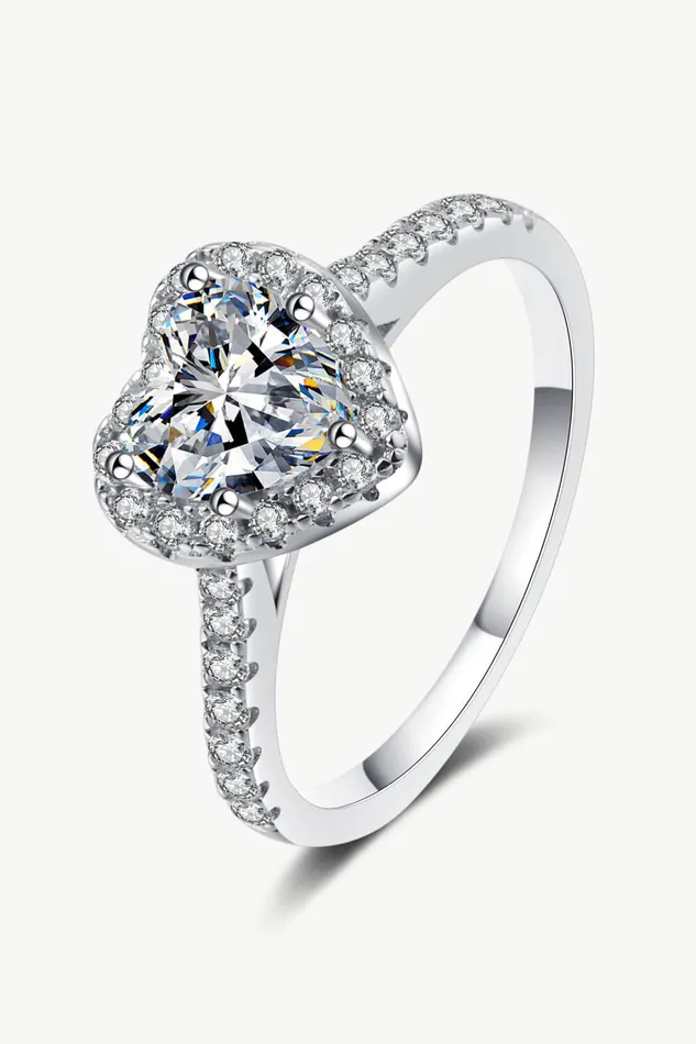 1 Carat Moissanite HeartShaped Ring Trendsi Rings