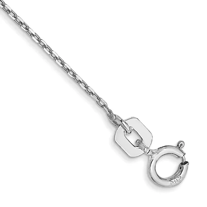 10k White Gold 08 mm DC Cable with Spring Ring Clasp Chain Anklet 054 grams Qgold Rings 10k White Gold 08 mm DC Cable with Spring Ring Clasp Chain Anklet 054 grams Qgold Rings