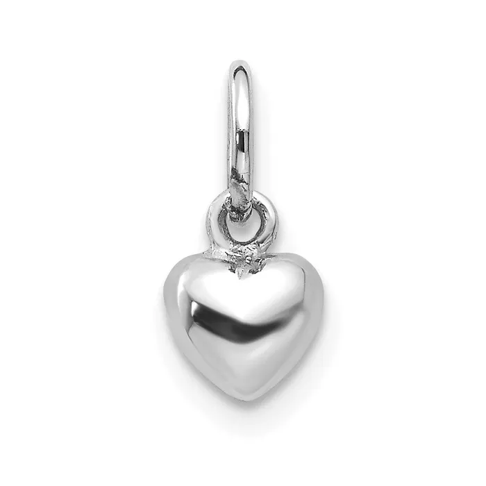10k White Gold 5 mm Solid Polished Plain Puffed Heart Charm 071 grams Qgold Charm Necklaces 10k White Gold 5 mm Solid Polished Plain Puffed Heart Charm 071 grams Qgold Charm Necklaces