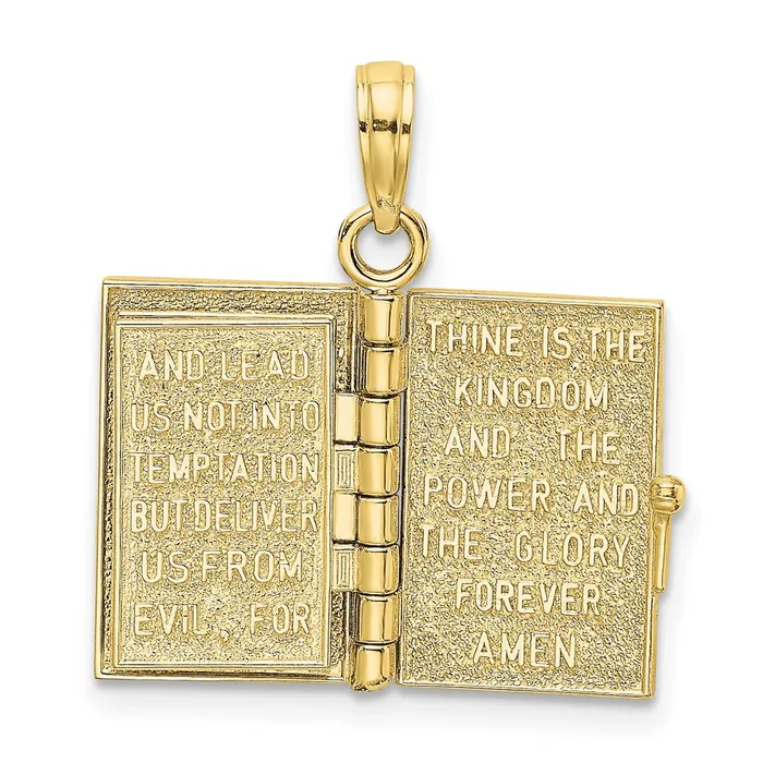 10k Yellow Gold 11 mm 3D Moveable Pages Holy Bible w Lords Prayer Charm 323 grams Qgold Charm Necklaces 10k Yellow Gold 11 mm 3D Moveable Pages Holy Bible w Lords Prayer Charm 323 grams Qgold Charm Necklaces