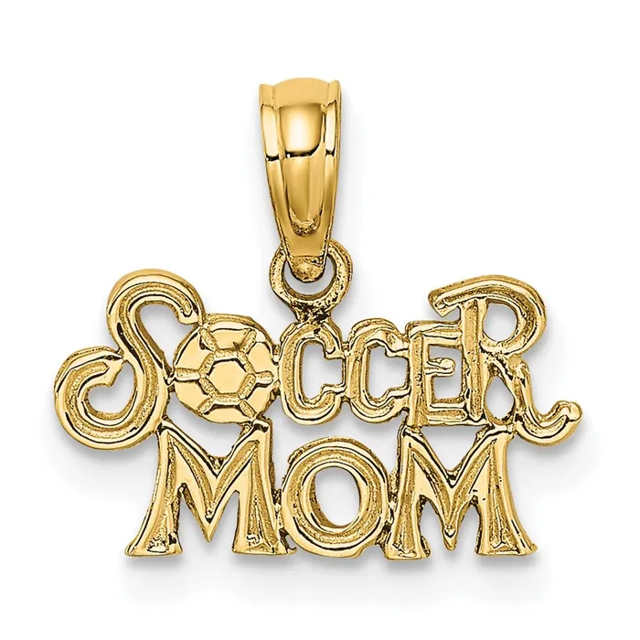 10k Yellow Gold 149 mm SOCCER MOM Charm 049 grams Qgold Charm Necklaces