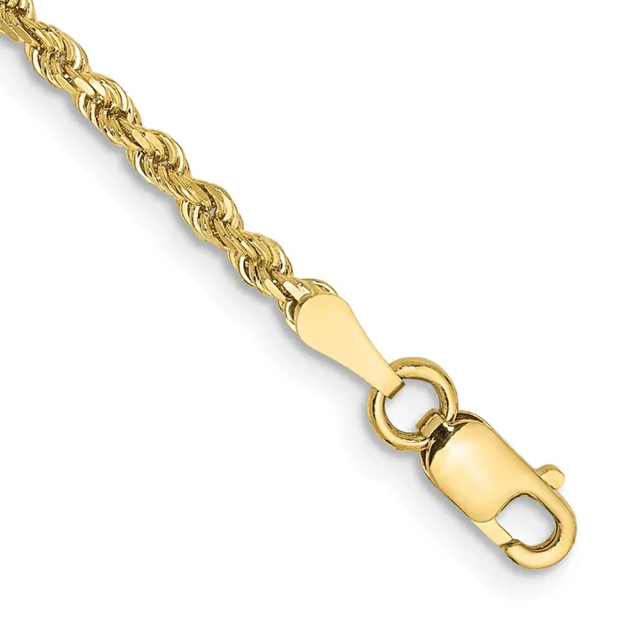 10k Yellow Gold 2 mm Diamondcut Rope Chain Anklet 341 grams Qgold Rings