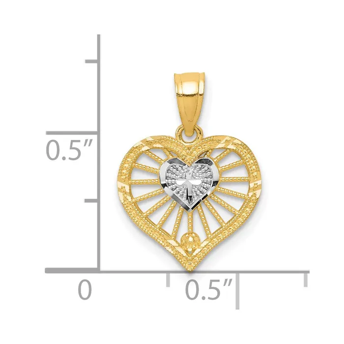 10k Yellow wRhodium 12 mm Heart WCross Charm 061 grams Qgold Charm Necklaces 10k Yellow wRhodium 12 mm Heart WCross Charm 061 grams Qgold Charm Necklaces