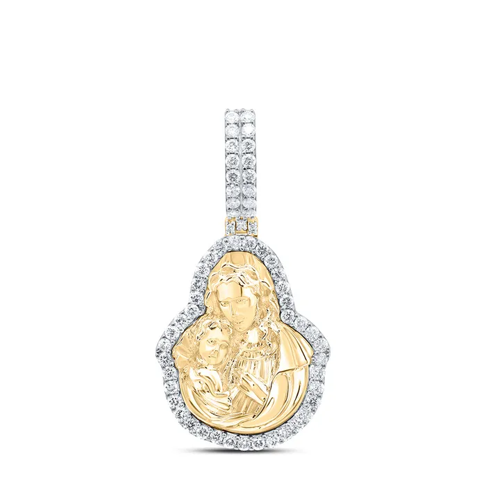 10Kt Gold 1CtwDia Nk Mary Christ Mens Charm GND Charm Necklaces
