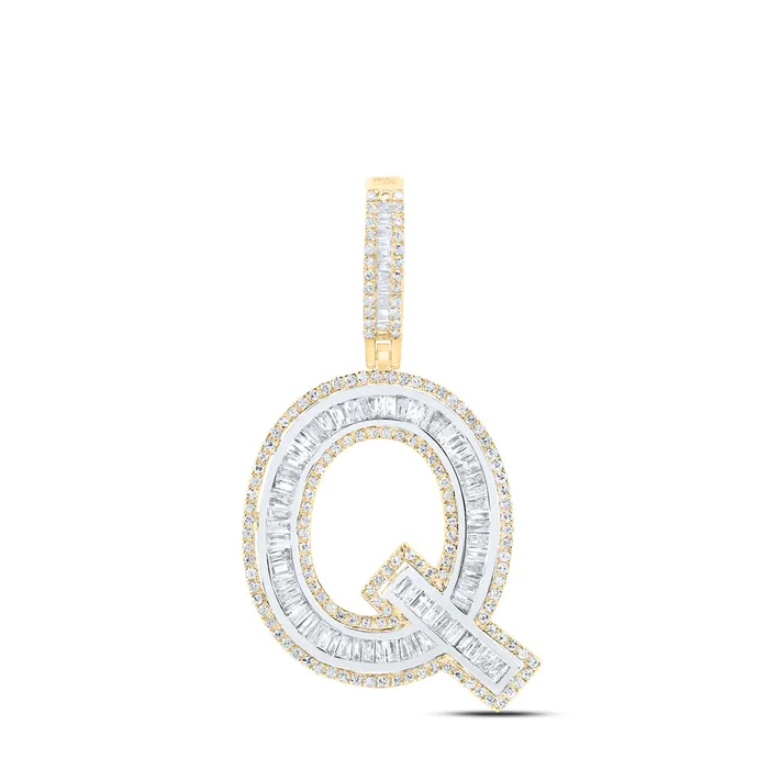 10Kt Gold 1CtwDia P1 Initial Q Mens Pendant GND Necklaces