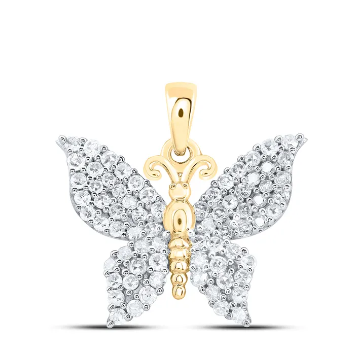 10Kt Gold 38CtwDia Nk Gift Butterfly Pendant GND Necklaces