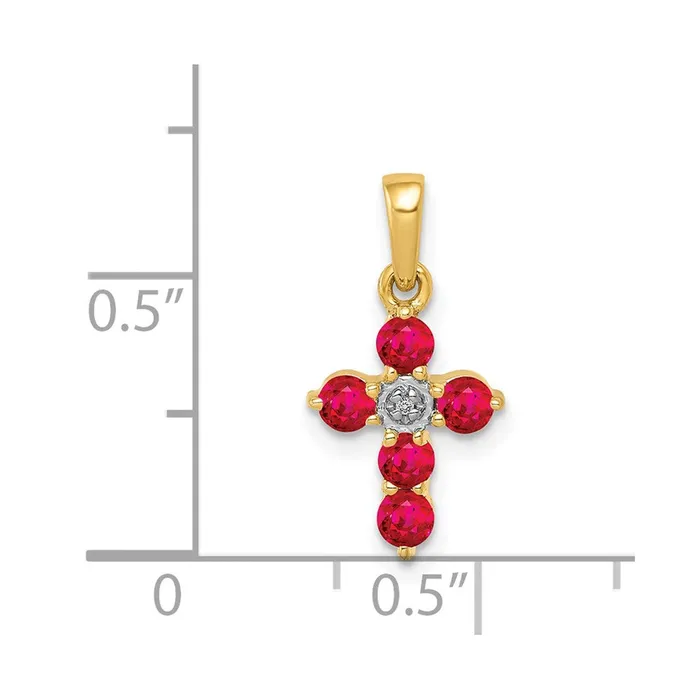 14k 30 Ruby and Diamond Cross Pendant 085 grams Qgold Necklaces 14k 30 Ruby and Diamond Cross Pendant 085 grams Qgold Necklaces