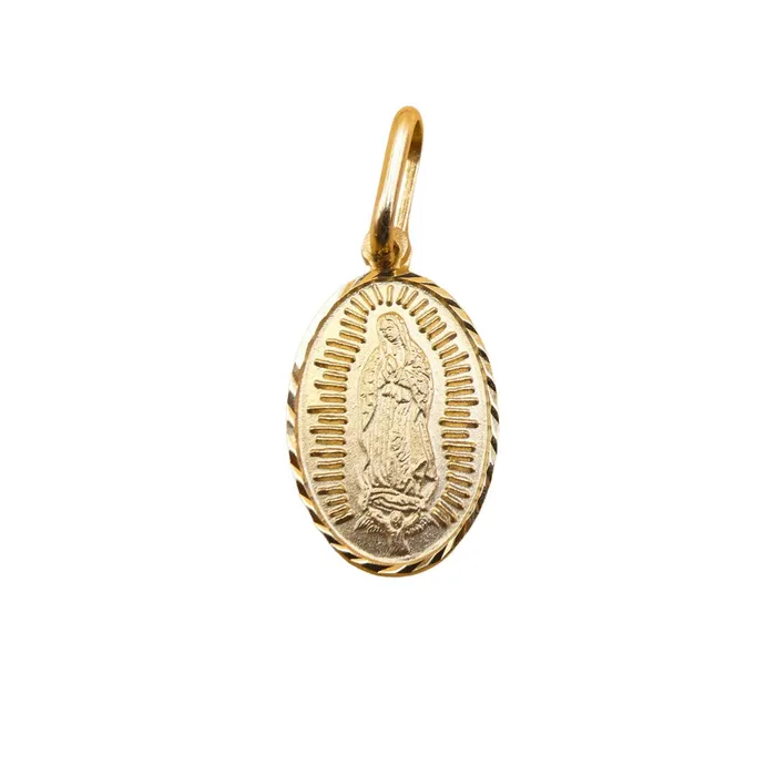 14k Gold Virgen de Guadalupe Oval Pendant 04 X 07 ITALY Necklaces