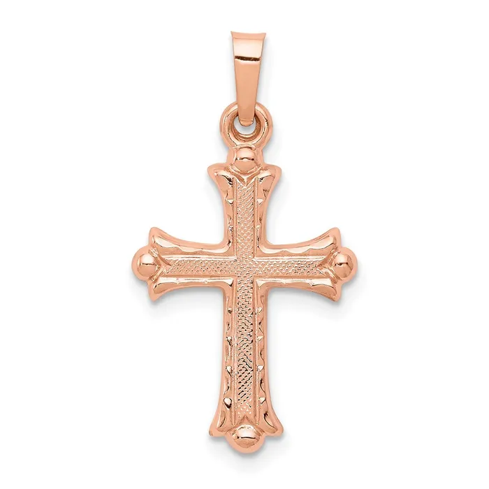 14k Rose Gold 14 mm Heart Hollow Cross Pendant 068 grams Qgold Necklaces 14k Rose Gold 14 mm Heart Hollow Cross Pendant 068 grams Qgold Necklaces