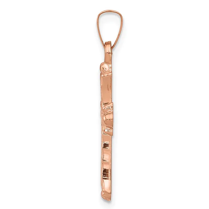 14k Rose Gold 14 mm Heart Hollow Cross Pendant 068 grams Qgold Necklaces