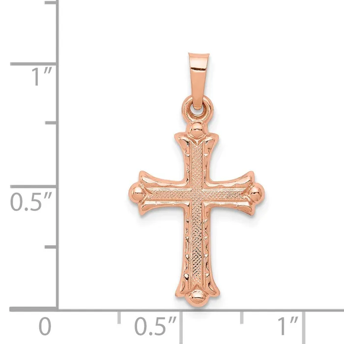 14k Rose Gold 14 mm Heart Hollow Cross Pendant 068 grams Qgold Necklaces