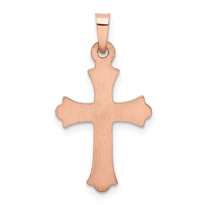 14k Rose Gold 14 mm Heart Hollow Cross Pendant 068 grams Qgold Necklaces