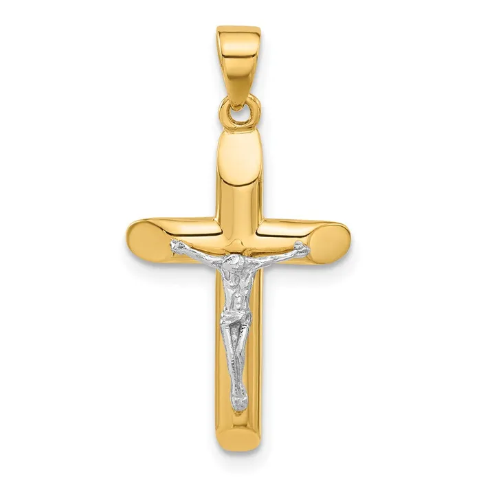 14k Twotone 145 mm Twotone Polished and Textured Jesus Crucifix Pendant 18 grams Qgold Rings 14k Twotone 145 mm Twotone Polished and Textured Jesus Crucifix Pendant 18 grams Qgold Rings