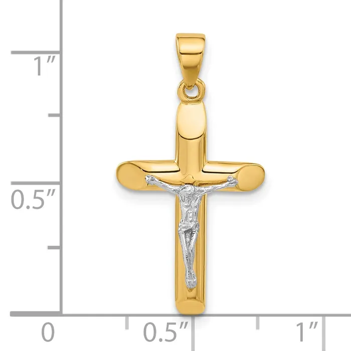 14k Twotone 145 mm Twotone Polished and Textured Jesus Crucifix Pendant 18 grams Qgold Rings 14k Twotone 145 mm Twotone Polished and Textured Jesus Crucifix Pendant 18 grams Qgold Rings
