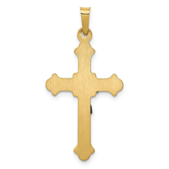 14k Twotone 165 mm Polished INRI Crucifix Pendant 076 grams Qgold Rings