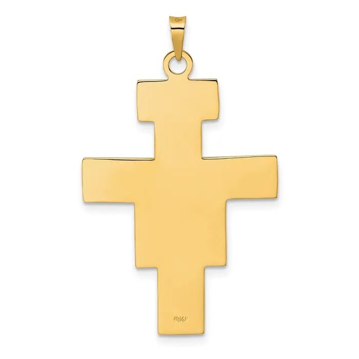 14k Twotone 2493 mm Polished Fancy Solid Cross Pendant 257 grams Qgold Rings
