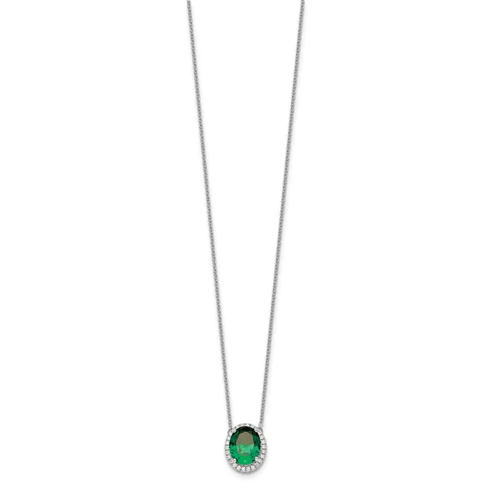 14k White Gold 11 mm Oval Created EmeraldDiamond in Halo Necklace 223 grams Qgold Necklaces 14k White Gold 11 mm Oval Created EmeraldDiamond in Halo Necklace 223 grams Qgold Necklaces