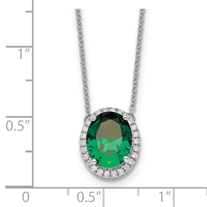 14k White Gold 11 mm Oval Created EmeraldDiamond in Halo Necklace 223 grams Qgold Necklaces 14k White Gold 11 mm Oval Created EmeraldDiamond in Halo Necklace 223 grams Qgold Necklaces