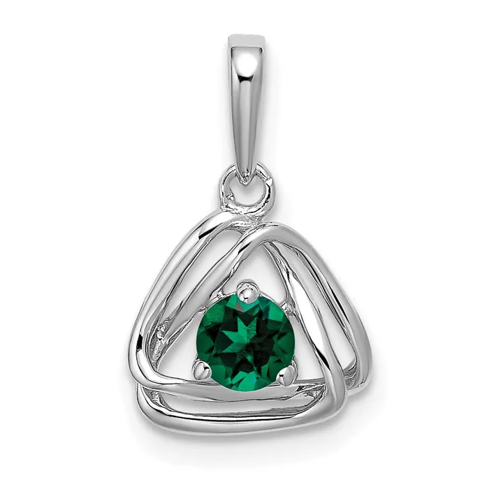 14k White Gold Created Emerald Triangle Pendant 095 grams Qgold Necklaces 14k White Gold Created Emerald Triangle Pendant 095 grams Qgold Necklaces