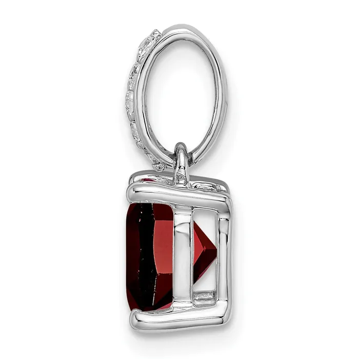 14k White Gold Cushion Garnet and Diamond Pendant 11 grams Qgold Necklaces 14k White Gold Cushion Garnet and Diamond Pendant 11 grams Qgold Necklaces
