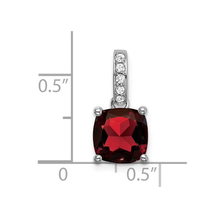 14k White Gold Cushion Garnet and Diamond Pendant 11 grams Qgold Necklaces 14k White Gold Cushion Garnet and Diamond Pendant 11 grams Qgold Necklaces