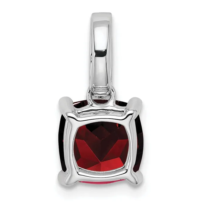 14k White Gold Cushion Garnet and Diamond Pendant 11 grams Qgold Necklaces 14k White Gold Cushion Garnet and Diamond Pendant 11 grams Qgold Necklaces