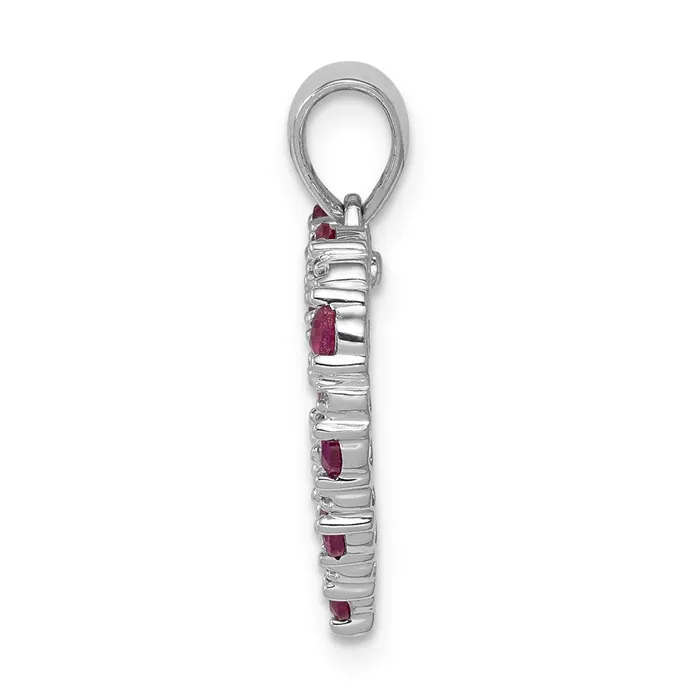 14k White Gold Diamond and 35 Ruby Heart Pendant 15 grams Qgold Necklaces 14k White Gold Diamond and 35 Ruby Heart Pendant 15 grams Qgold Necklaces