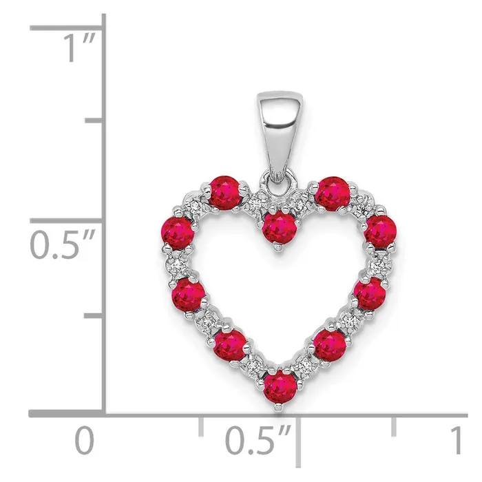 14k White Gold Diamond and 35 Ruby Heart Pendant 15 grams Qgold Necklaces 14k White Gold Diamond and 35 Ruby Heart Pendant 15 grams Qgold Necklaces