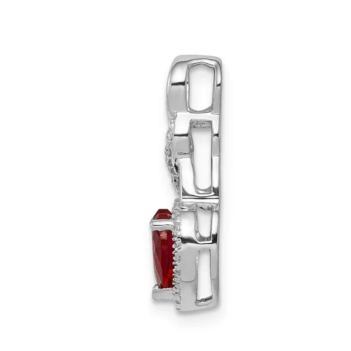 14k White Gold Diamond and 75 Ruby Heart Chain Slide 105 grams Qgold Necklaces 14k White Gold Diamond and 75 Ruby Heart Chain Slide 105 grams Qgold Necklaces