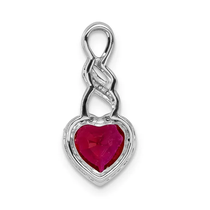 14k White Gold Diamond and 75 Ruby Heart Chain Slide 105 grams Qgold Necklaces 14k White Gold Diamond and 75 Ruby Heart Chain Slide 105 grams Qgold Necklaces