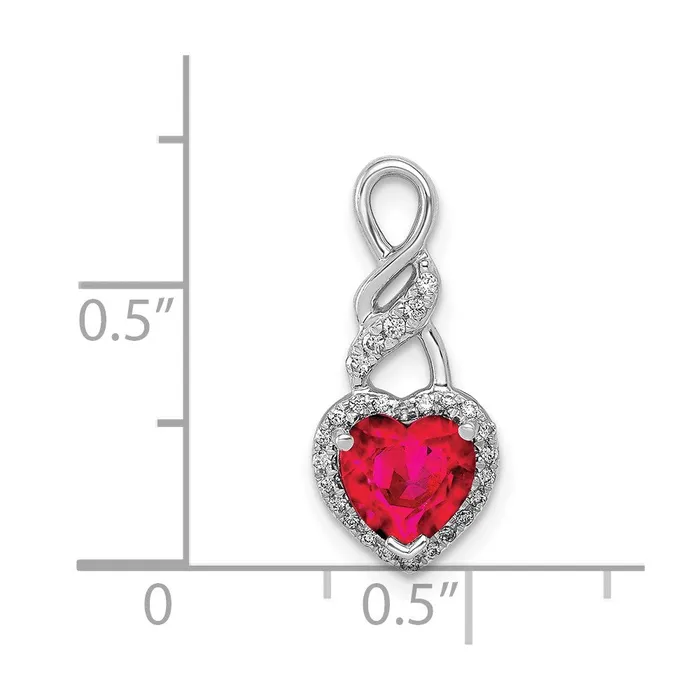 14k White Gold Diamond and 75 Ruby Heart Chain Slide 105 grams Qgold Necklaces 14k White Gold Diamond and 75 Ruby Heart Chain Slide 105 grams Qgold Necklaces