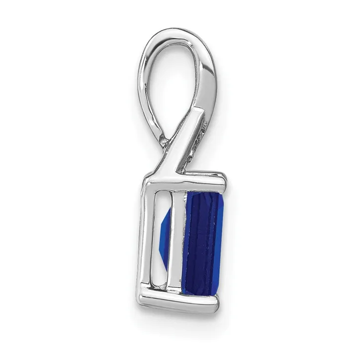 14k White Gold Emeraldshape Sapphire and Diamond Pendant 085 grams Qgold Necklaces 14k White Gold Emeraldshape Sapphire and Diamond Pendant 085 grams Qgold Necklaces
