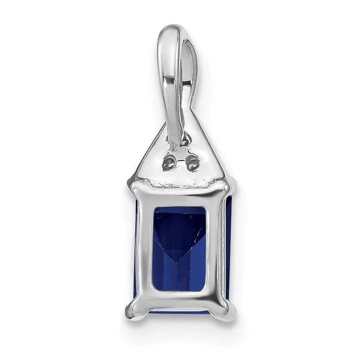 14k White Gold Emeraldshape Sapphire and Diamond Pendant 085 grams Qgold Necklaces 14k White Gold Emeraldshape Sapphire and Diamond Pendant 085 grams Qgold Necklaces
