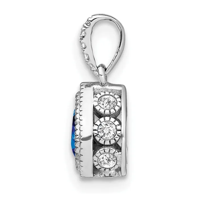 14k White Gold Pear Sapphire and Diamond Pendant 105 grams Qgold Necklaces 14k White Gold Pear Sapphire and Diamond Pendant 105 grams Qgold Necklaces