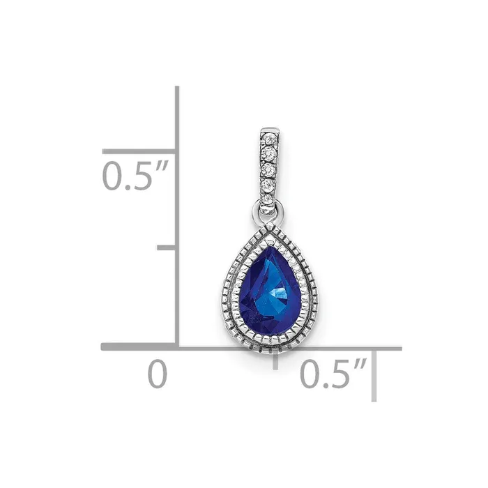 14k White Gold Pear Sapphire and Diamond Pendant 105 grams Qgold Necklaces 14k White Gold Pear Sapphire and Diamond Pendant 105 grams Qgold Necklaces
