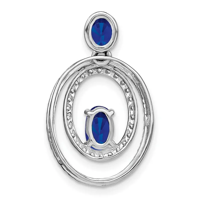14k White Gold Sapphire and Diamond Oval Pendant 2 grams Qgold Necklaces 14k White Gold Sapphire and Diamond Oval Pendant 2 grams Qgold Necklaces