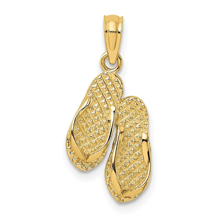 14k Yellow Gold 108 mm 3D Textured CAPE MAY Flipflop Charm 123 grams Qgold Charm Necklaces 14k Yellow Gold 108 mm 3D Textured CAPE MAY Flipflop Charm 123 grams Qgold Charm Necklaces
