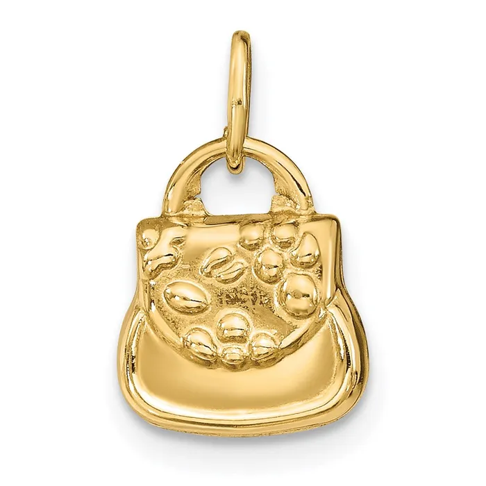 14k Yellow Gold 10 mm 3D Purse Charm 049 grams Qgold Charm Necklaces 14k Yellow Gold 10 mm 3D Purse Charm 049 grams Qgold Charm Necklaces