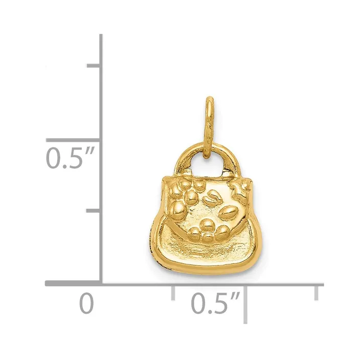 14k Yellow Gold 10 mm 3D Purse Charm 049 grams Qgold Charm Necklaces 14k Yellow Gold 10 mm 3D Purse Charm 049 grams Qgold Charm Necklaces