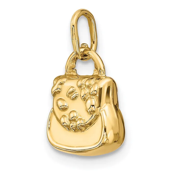 14k Yellow Gold 10 mm 3D Purse Charm 049 grams Qgold Charm Necklaces 14k Yellow Gold 10 mm 3D Purse Charm 049 grams Qgold Charm Necklaces