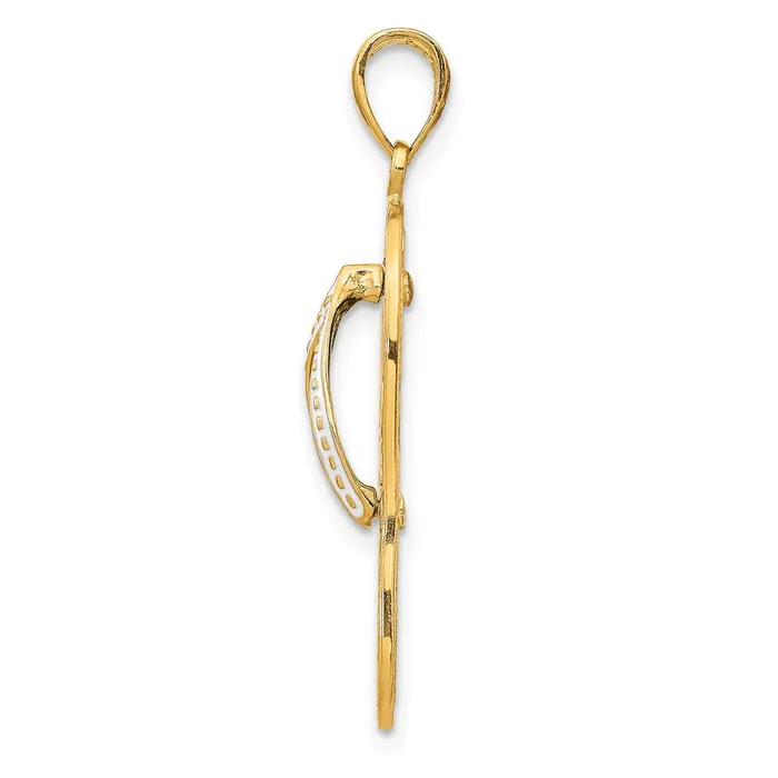 14k Yellow Gold 11 mm Enamel Cutout Flip Flop w Sea Turtles Pendant 2 grams Qgold Necklaces