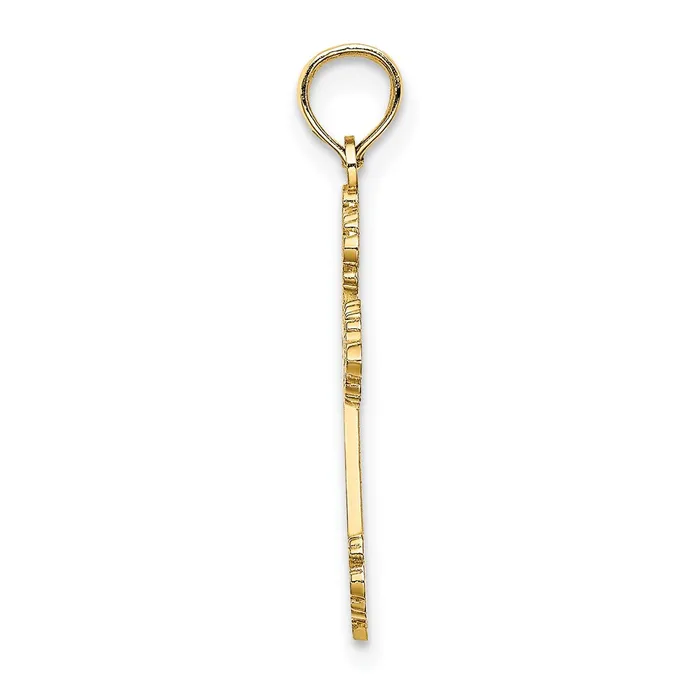 14k Yellow Gold 14 mm Polished and Textured Fancy Cross Charm 076 grams Qgold Charm Necklaces 14k Yellow Gold 14 mm Polished and Textured Fancy Cross Charm 076 grams Qgold Charm Necklaces